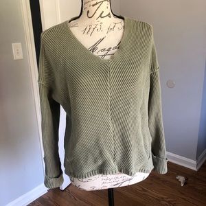 Free people green sweater chunky knit